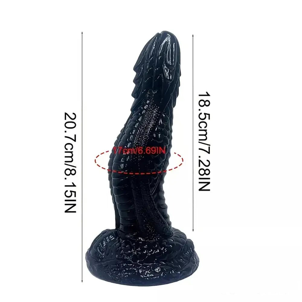 Black scaled dragon fantasy dildo, photo 7