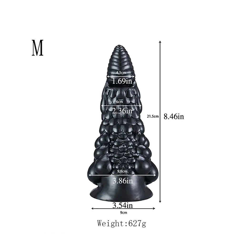 Black scaled dragon cone fantasy dildo