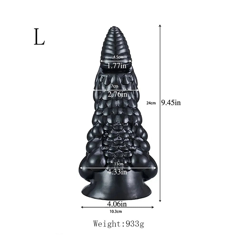 Black scaled dragon cone fantasy dildo