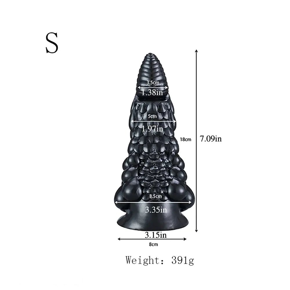 Black scaled dragon cone fantasy dildo