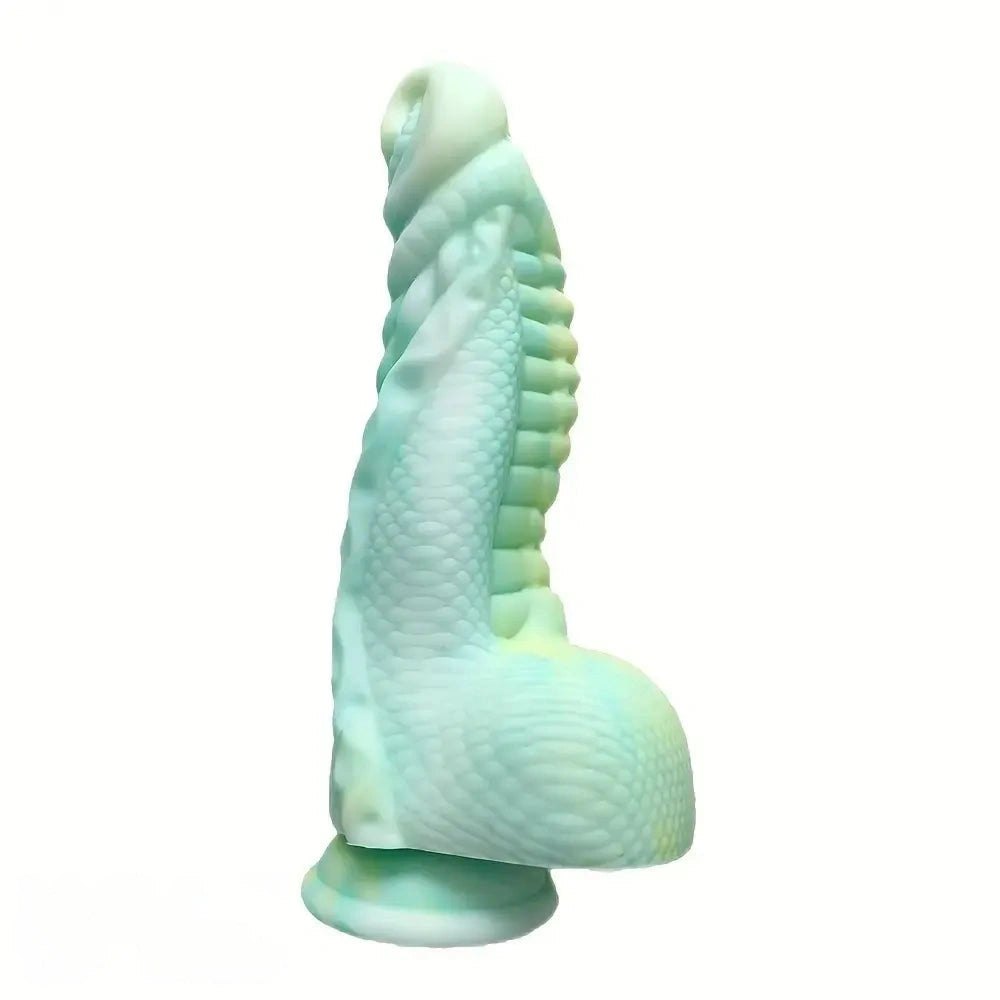 Mint green scaled dragon fantasy dildo, photo 1