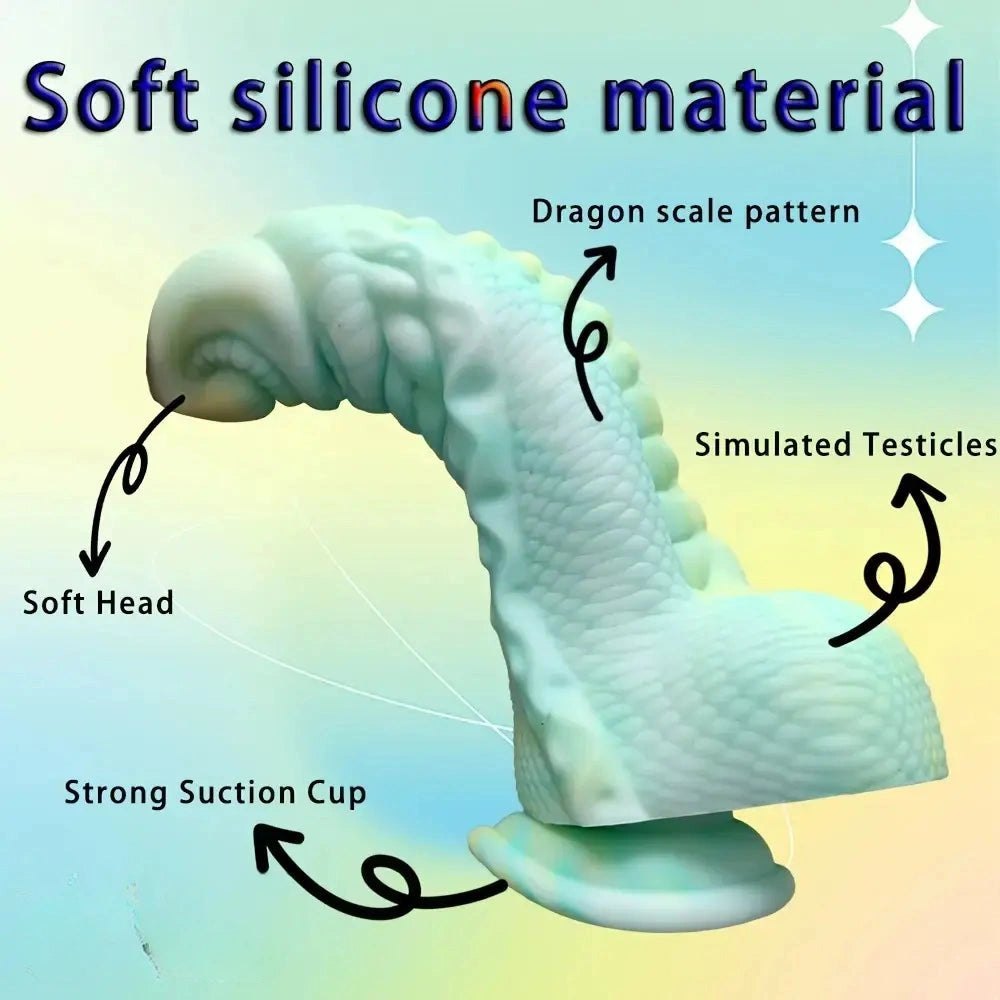 Mint green scaled dragon fantasy dildo, photo 10