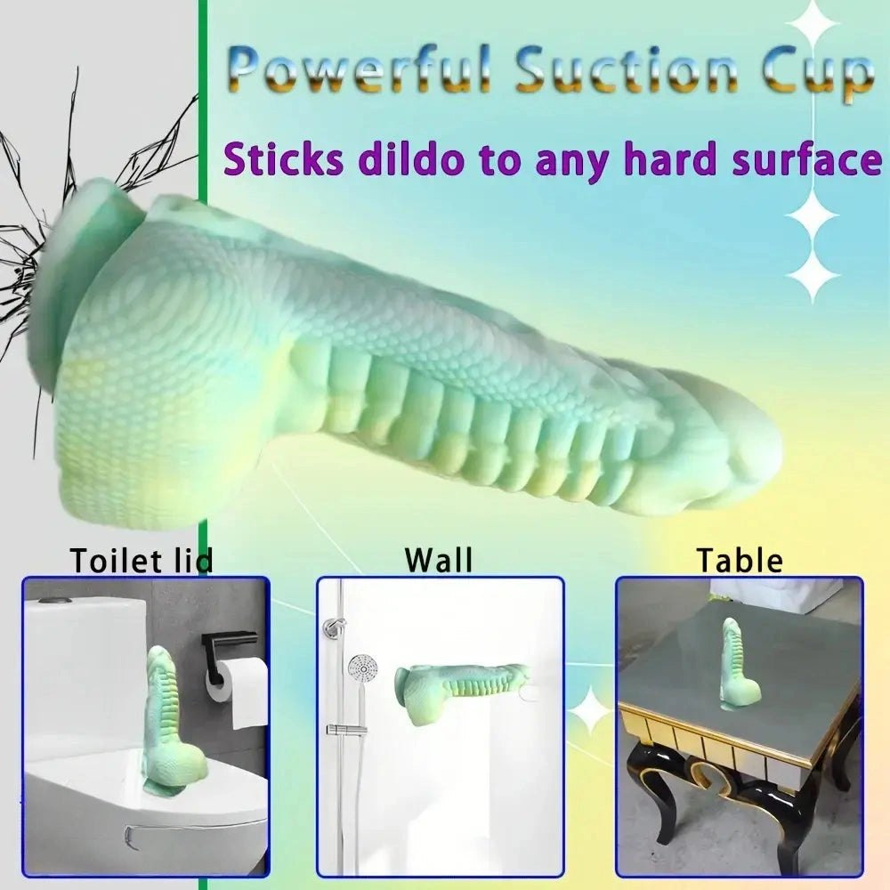 Mint green scaled dragon fantasy dildo, photo 2