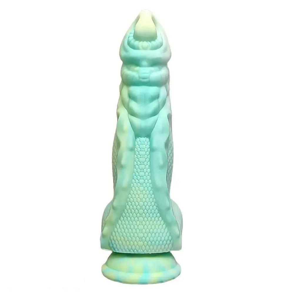 Mint green scaled dragon fantasy dildo, photo 3