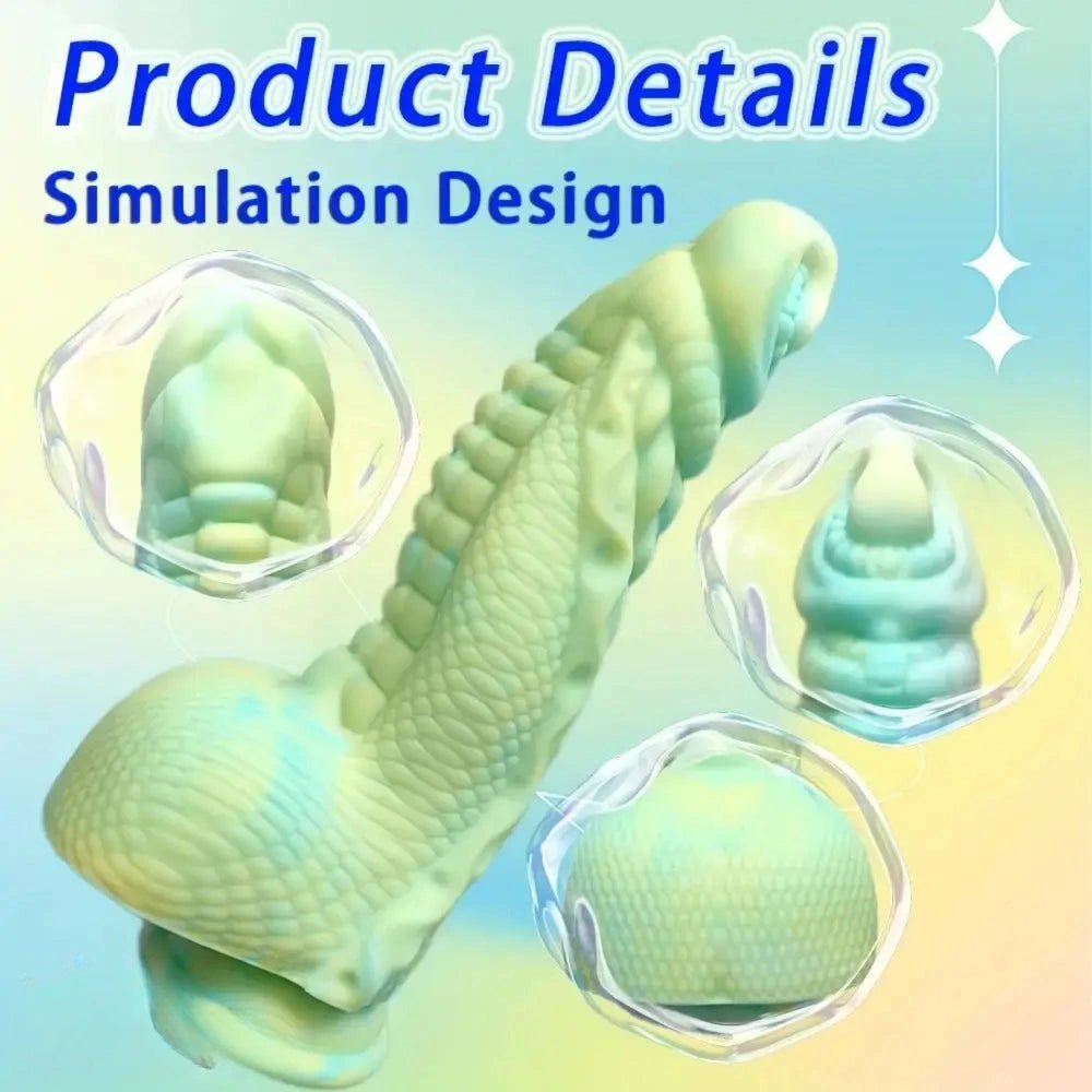 Mint green scaled dragon fantasy dildo, photo 4