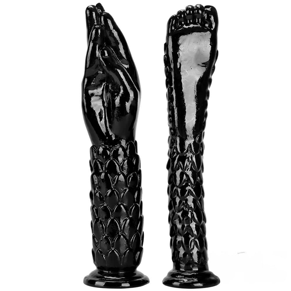 Black scaled hand and foot fantasy dildo, photo 1