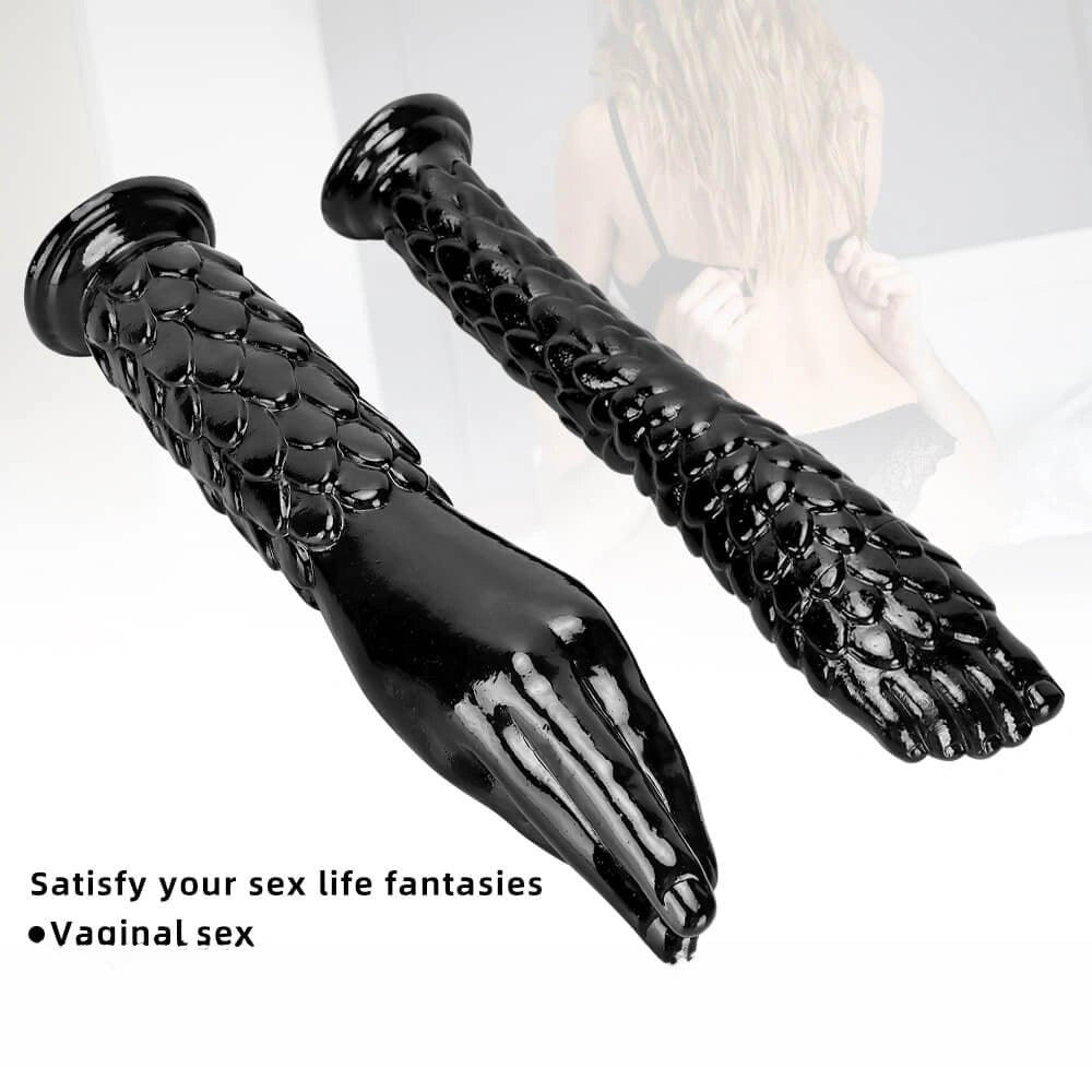 Black scaled hand and foot fantasy dildo, photo 2