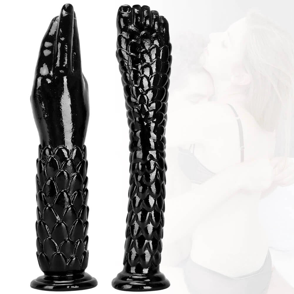 Black scaled hand and foot fantasy dildo, photo 5