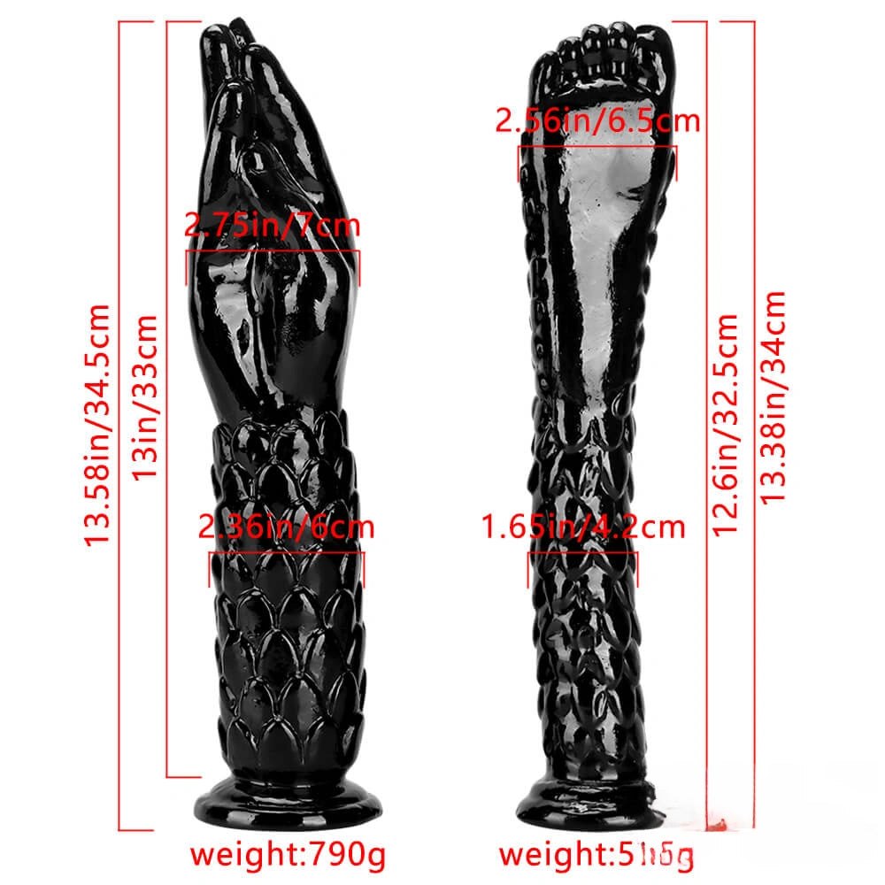 Black scaled hand and foot fantasy dildo, photo 7