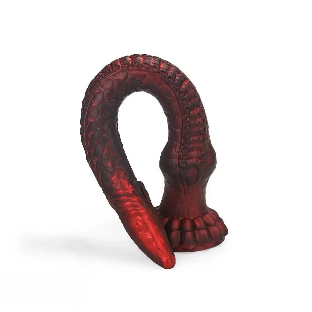 Red and black scaled dragon fantasy dildo, photo 1