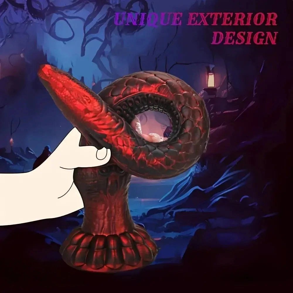 Red and black scaled dragon fantasy dildo, photo 2