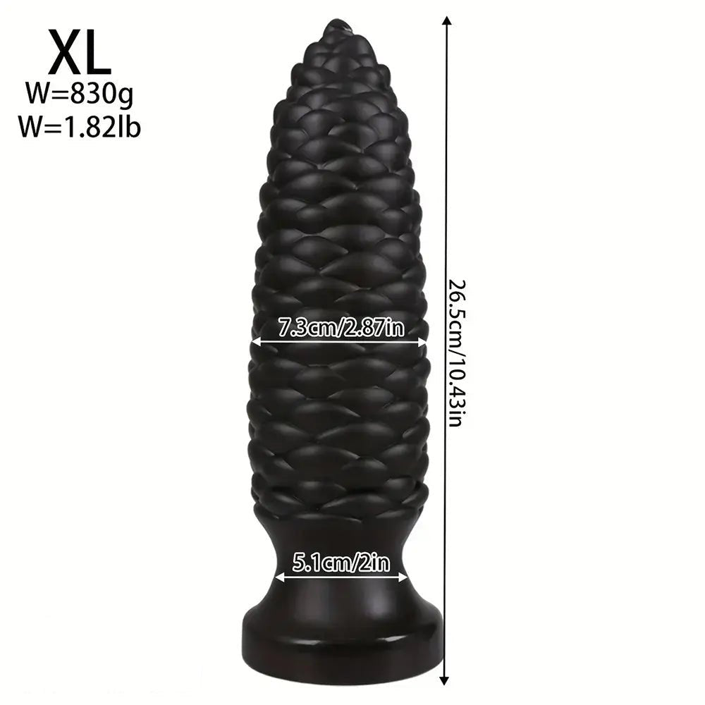 Black Scaly ridged PVC anal dildo with tapered tip