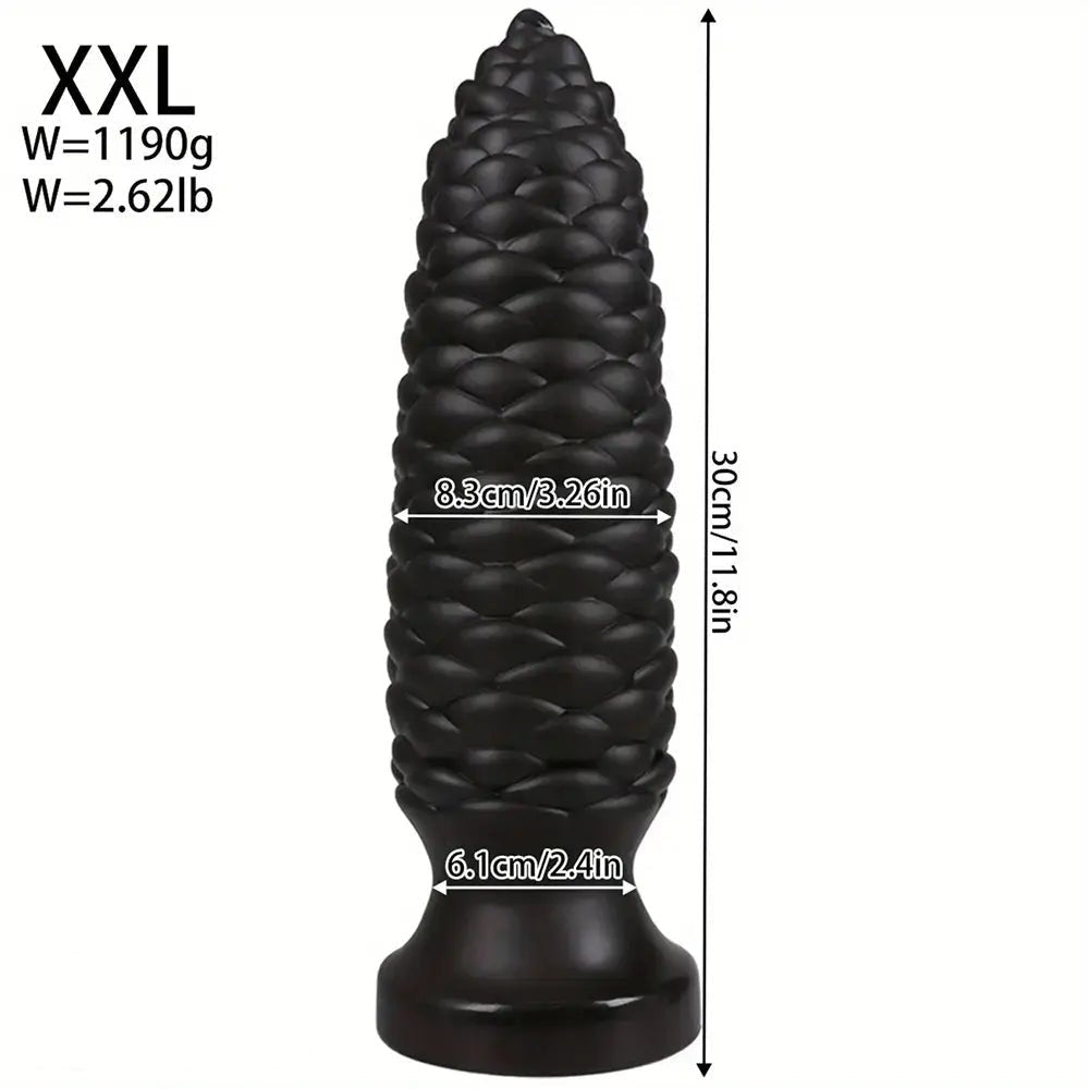 Black Scaly ridged PVC anal dildo with tapered tip