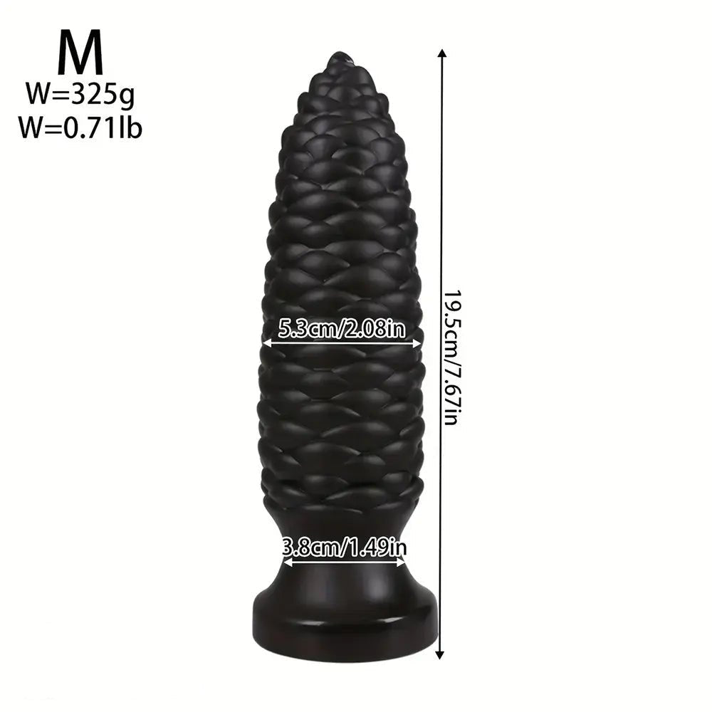 Black Scaly ridged PVC anal dildo with tapered tip