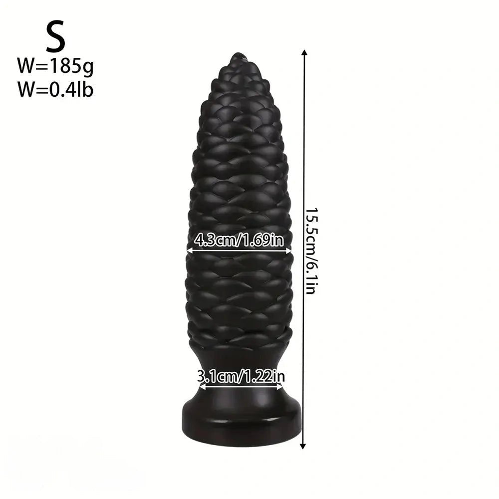 Black Scaly ridged PVC anal dildo with tapered tip