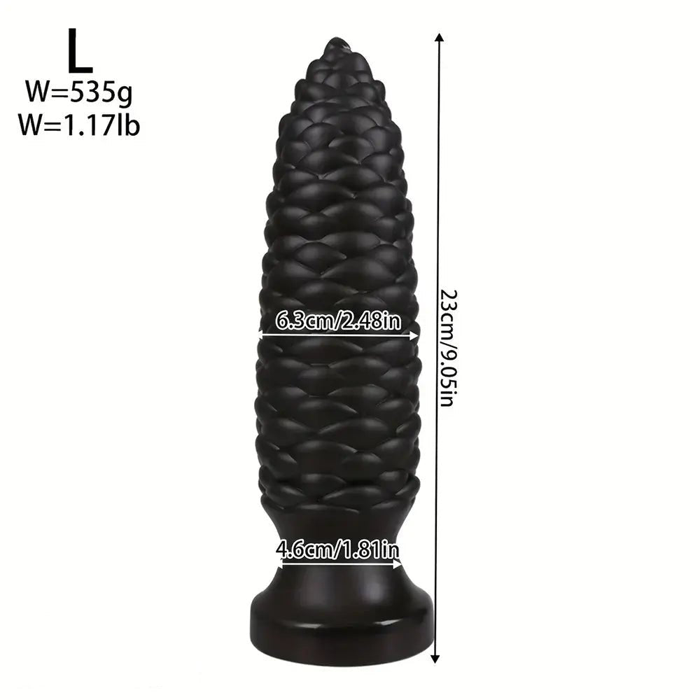 Black Scaly ridged PVC anal dildo with tapered tip