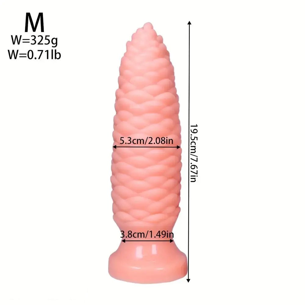 Flesh Scaly ridged PVC anal dildo with tapered tip