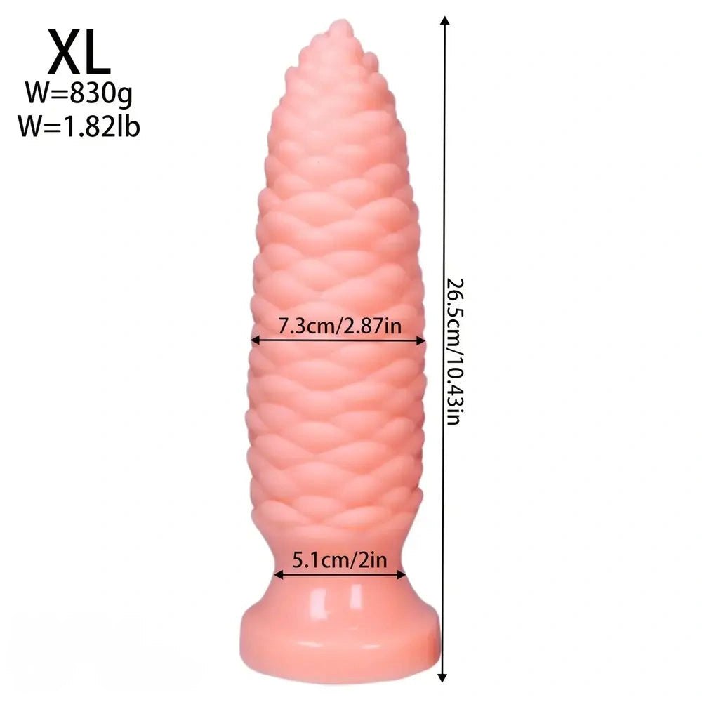 Flesh Scaly ridged PVC anal dildo with tapered tip