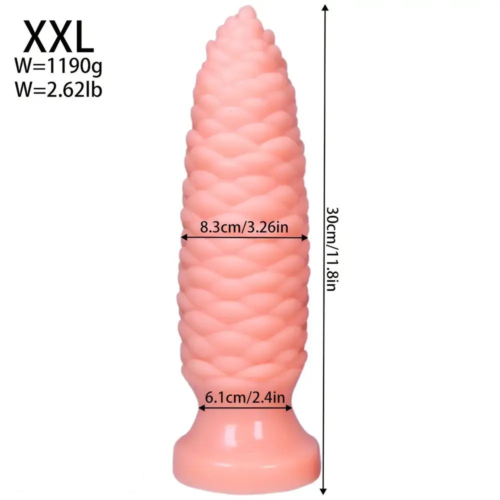 Flesh Scaly ridged PVC anal dildo with tapered tip