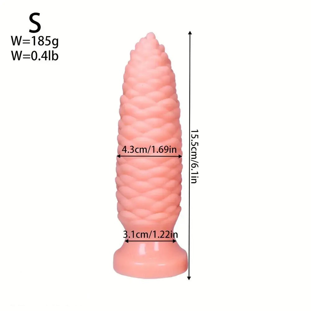Flesh Scaly ridged PVC anal dildo with tapered tip