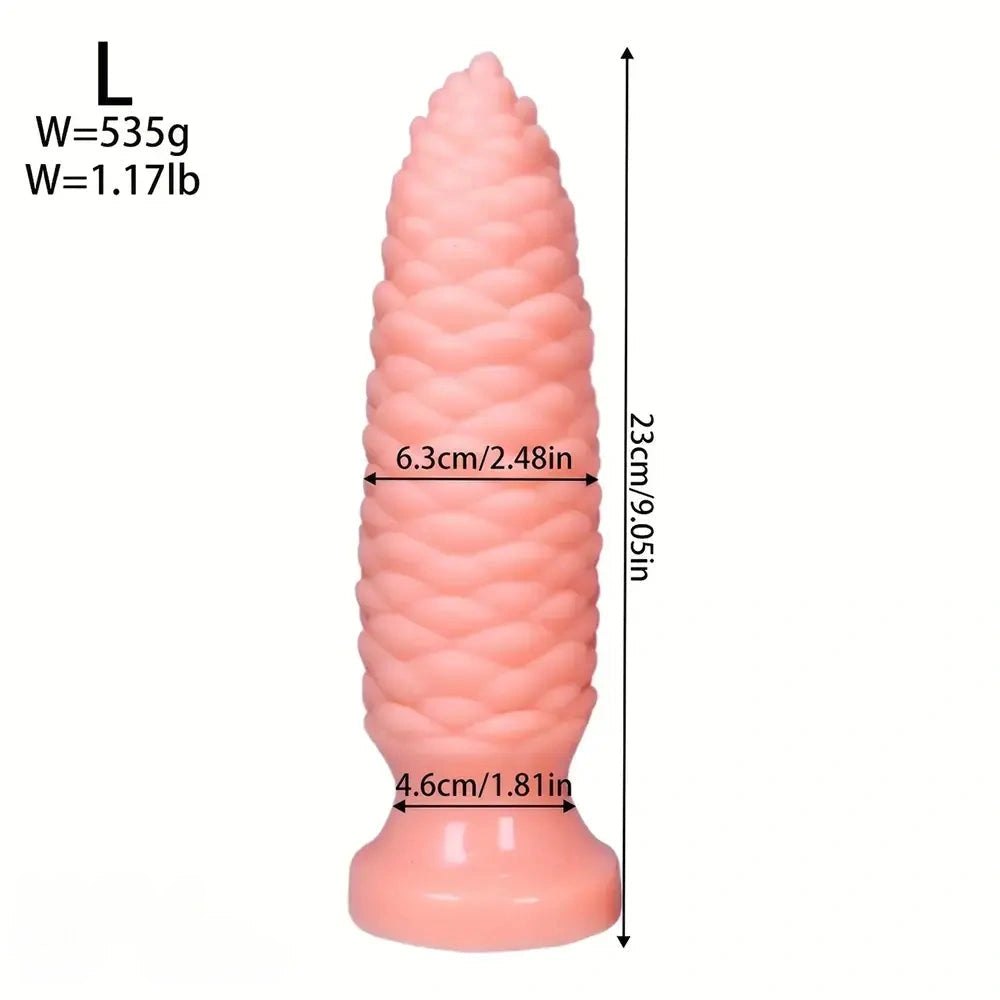 Flesh Scaly ridged PVC anal dildo with tapered tip