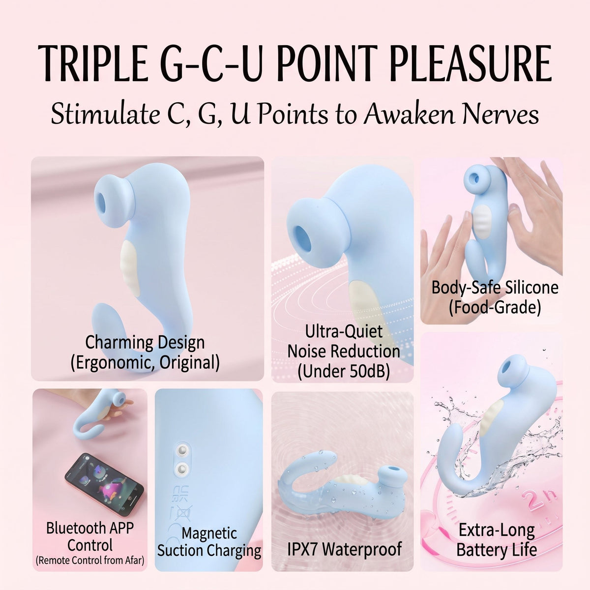 Pink seahorse clitoral suction vibrator, photo 2