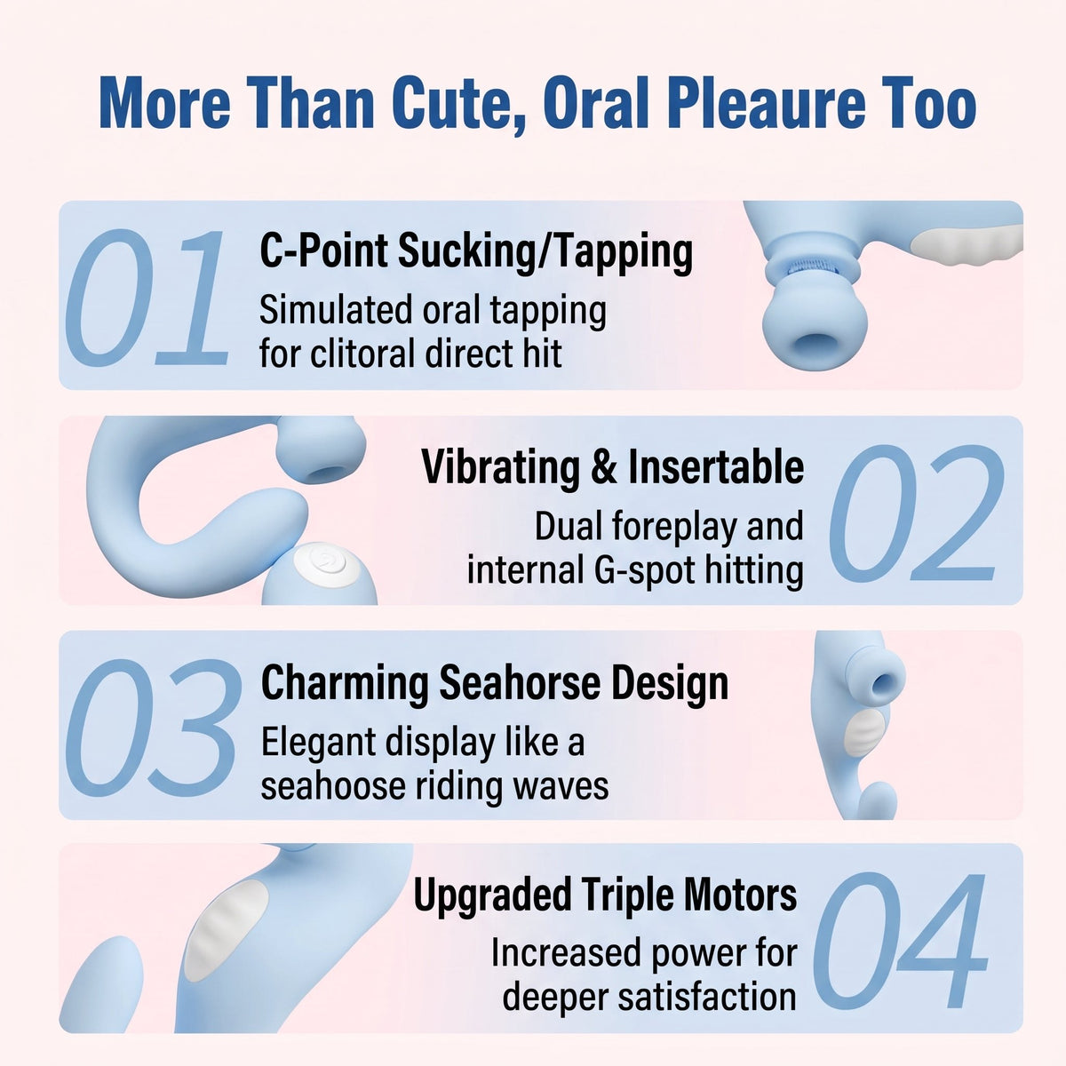 Pink seahorse clitoral suction vibrator, photo 4