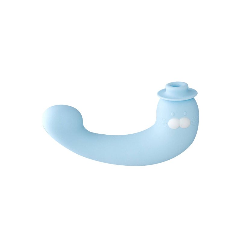 Blue seal-shaped silicone suction vibrator