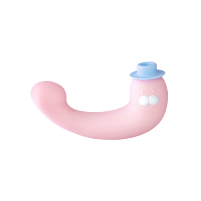 Pink seal-shaped silicone suction vibrator