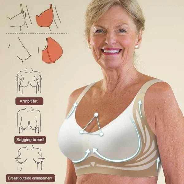 Beige*3pcs seamless backless push up bra 3 pack