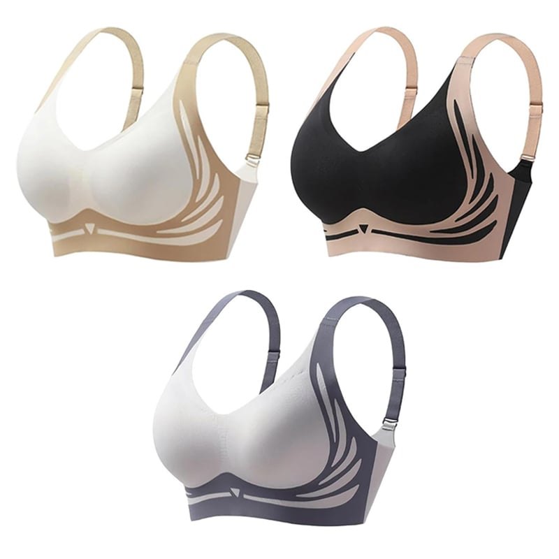 Beige+black+blue seamless backless push up bra 3 pack
