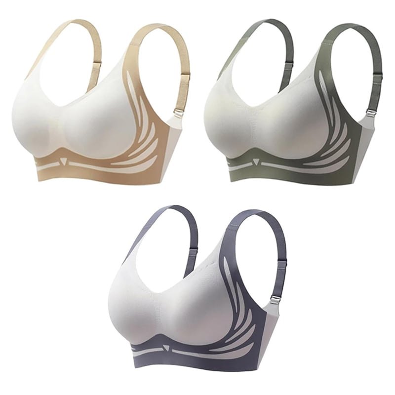 Beige+green+blue seamless backless push up bra 3 pack