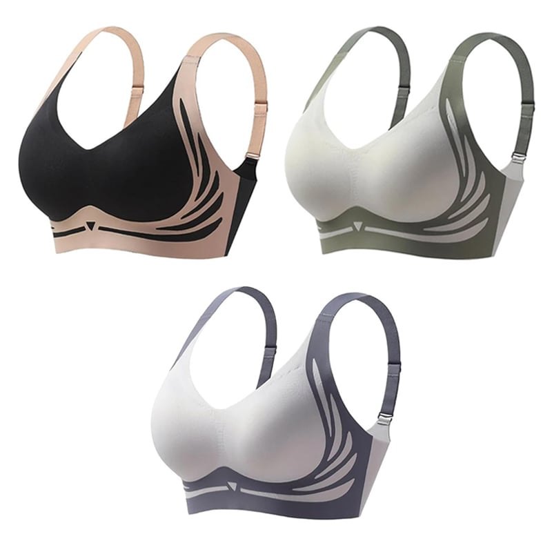 Black+green+blue seamless backless push up bra 3 pack