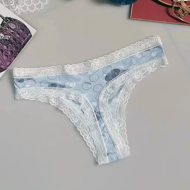 Butterfly seamless printed silky thong