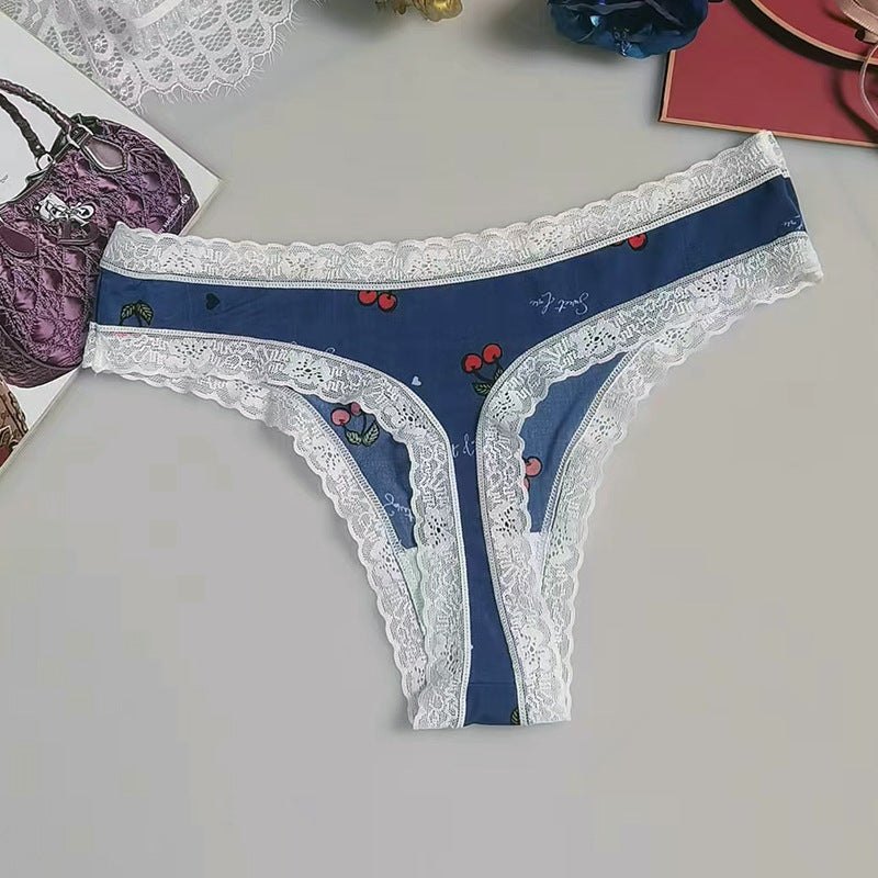 Cherry seamless printed silky thong