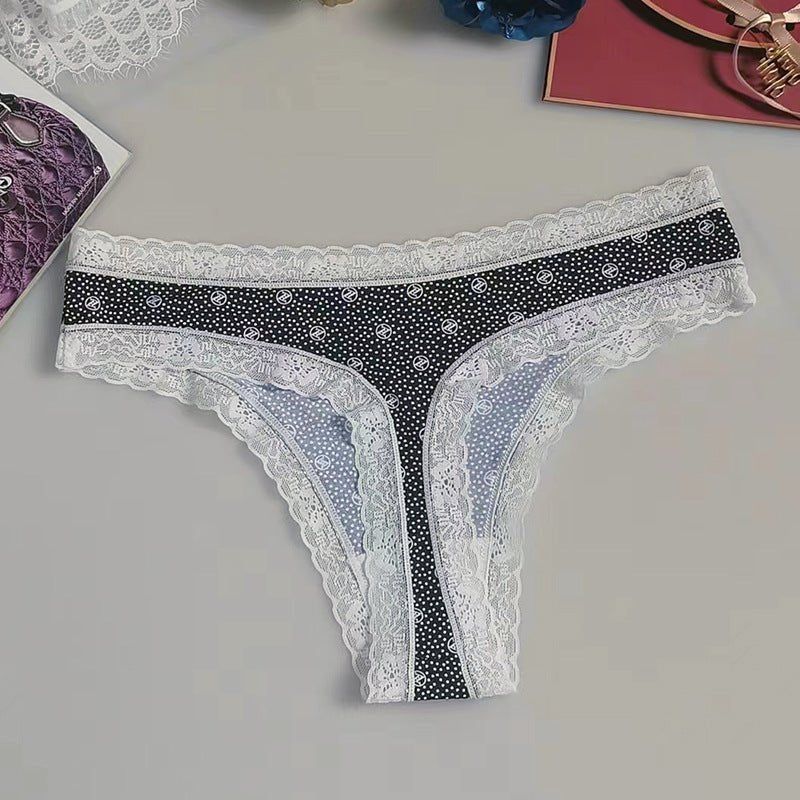 White-dot seamless printed silky thong