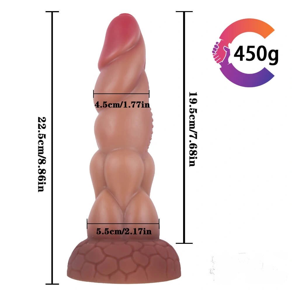 Segmented anal dildo with flared round base, photo 9