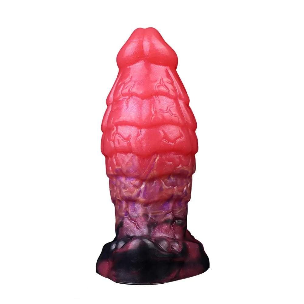 Red segmented fantasy dildo, photo 1