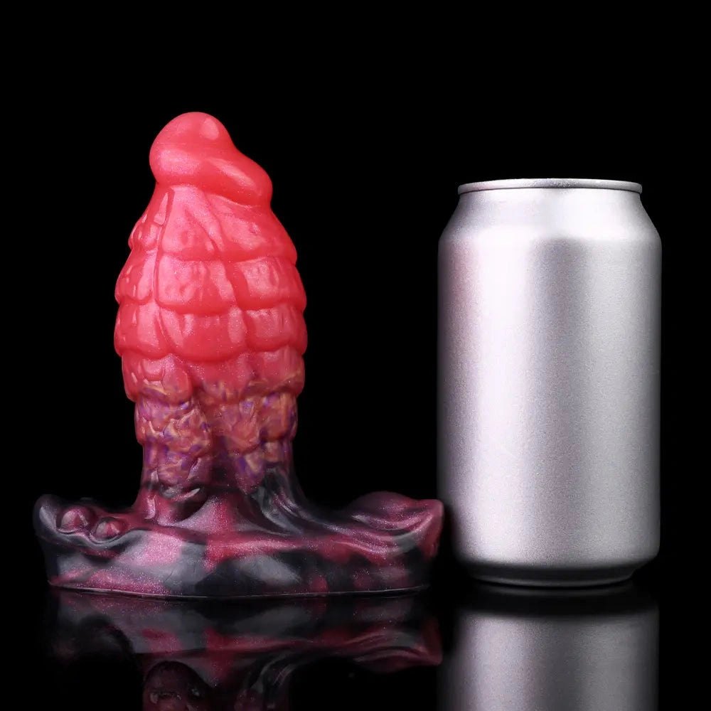 Red segmented fantasy dildo, photo 10