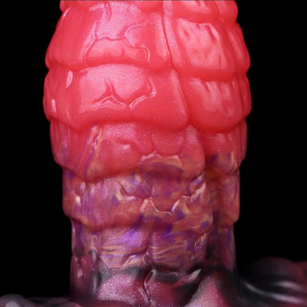 Red segmented fantasy dildo, photo 12