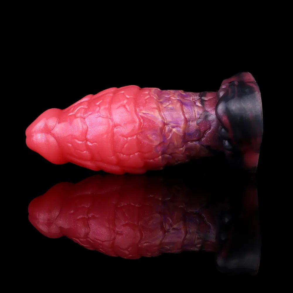 Red segmented fantasy dildo, photo 13