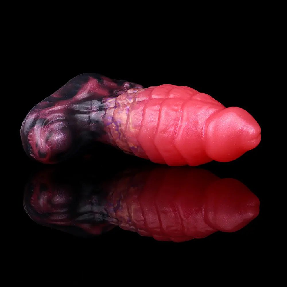 Red segmented fantasy dildo, photo 14