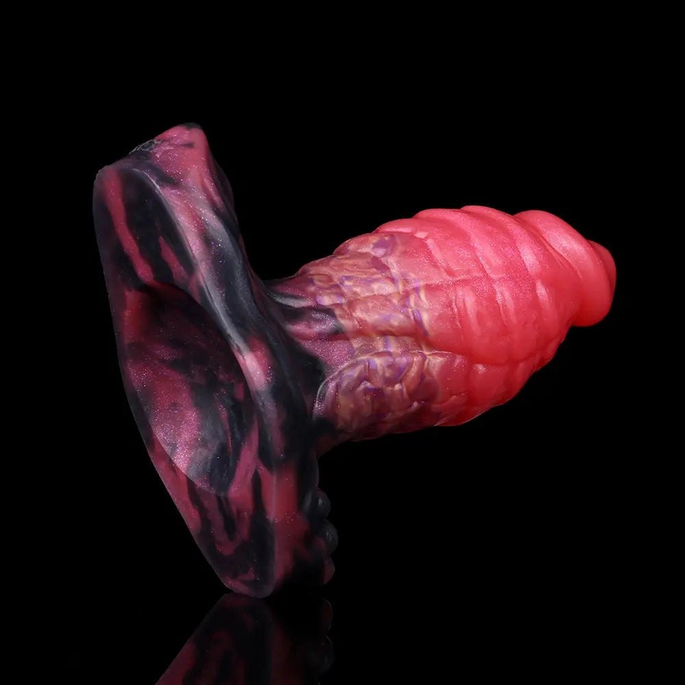 Red segmented fantasy dildo, photo 15
