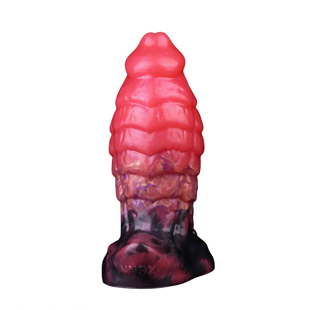 Red segmented fantasy dildo, photo 2