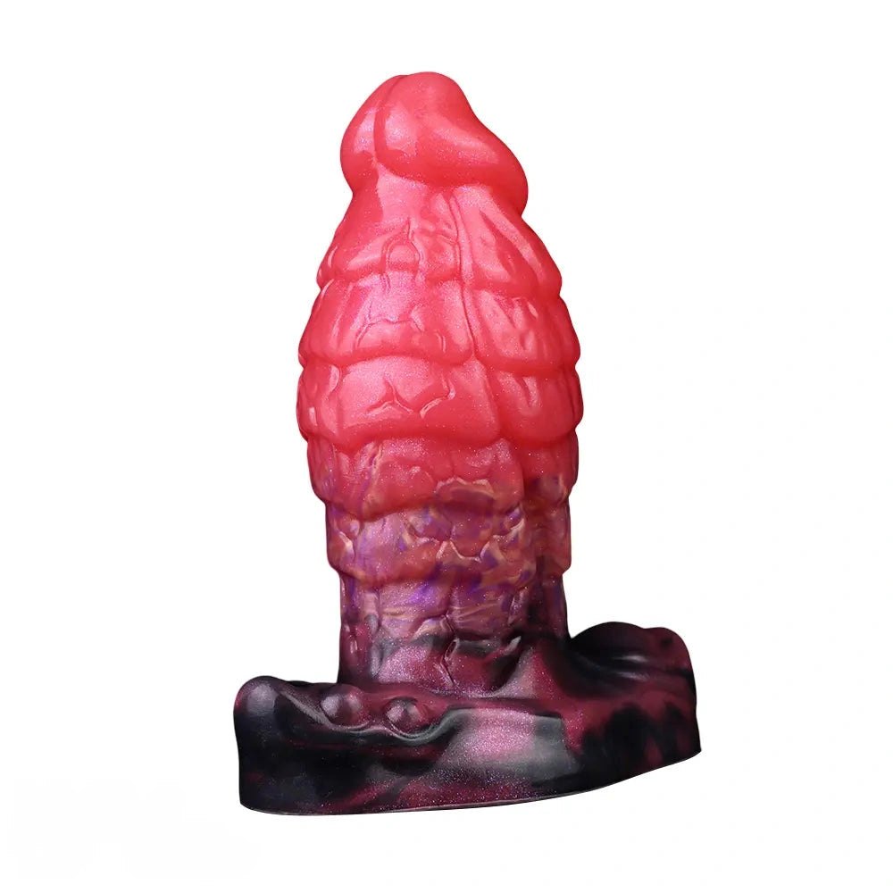 Red segmented fantasy dildo, photo 4