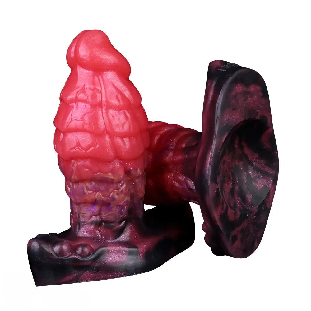 Red segmented fantasy dildo, photo 6