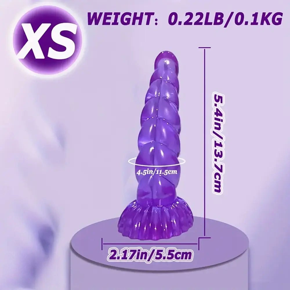 Purple segmented jelly fantasy dildo, photo 3