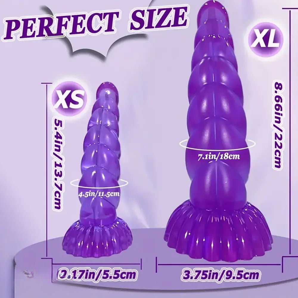 Purple segmented jelly fantasy dildo, photo 5