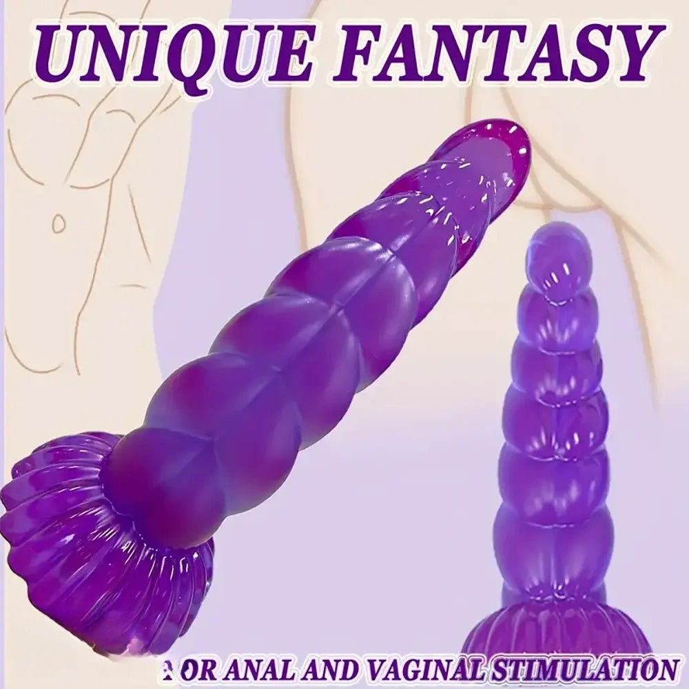 Purple segmented jelly fantasy dildo, photo 6