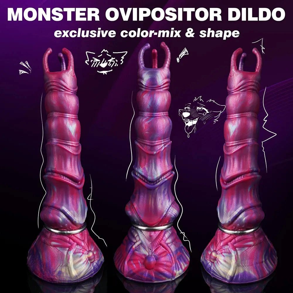 Swirled purple-pink segmented knot fantasy dildo, photo 3